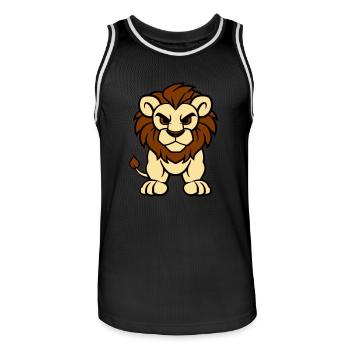 Lion Bande Dessinée Animal - Maillot de basket Homme - noir/blanc - Devant - AI Model Male 185 dark (185cm)