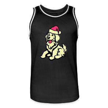 Chien Bande Dessinée Animal Noël - Maillot de basket Homme - noir/blanc - Devant - AI Model Male 185 dark (185cm)