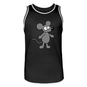 souris souris mignon petit rat rongeur drôle bande dessinée - Maillot de basket Homme - noir/blanc - Devant - AI Model Male 185 dark (185cm)