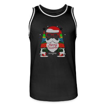 Ugly Merry Christmas Sweater Xmas Santa Gift - Men's Basketball Jersey - black/white - Front - AI Model Male 185 dark (185cm)