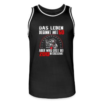 Geburtstag Superbike · 60 Jahre · Shirt · Tacho - Männer Basketball-Trikot - Schwarz/Weiß - Vorne - AI Model Male 185 dark (185cm)