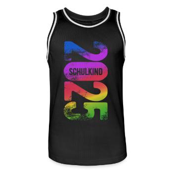 Schulkind 2025 - Erste Klasse - Einschulung - Männer Basketball-Trikot - Schwarz/Weiß - Vorne - AI Model Male 185 dark (185cm)
