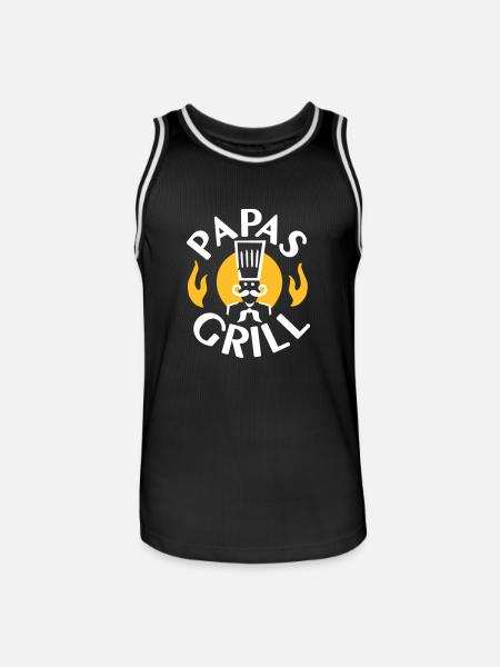 Papas Grill - 3farb - Männer Basketball-Trikot - Schwarz/Weiß