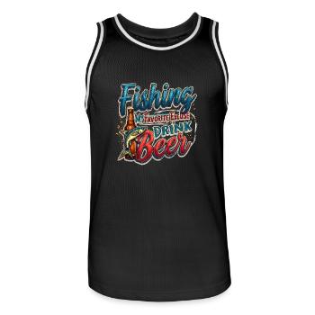 Fischen - Die beste Ausrede für ein Bier - Männer Basketball-Trikot - Schwarz/Weiß - Vorne - AI Model Male 185 dark (185cm)