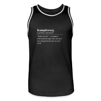 Fighting Dwarf Idiome allemand drôle - Maillot de basket Homme - noir/blanc - Devant - AI Model Male 185 dark (185cm)