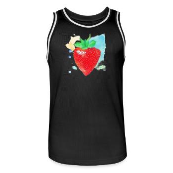 Strawberry - Men's Basketball Jersey - black/white - Front - AI Model Male 185 dark (185cm)