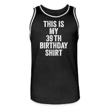 39. Geburtstag 39. Geburtstagsgeschenk - 39. Geburtstagsgeschenk - Männer Basketball-Trikot - Schwarz/Weiß - Vorne - AI Model Male 185 dark (185cm)