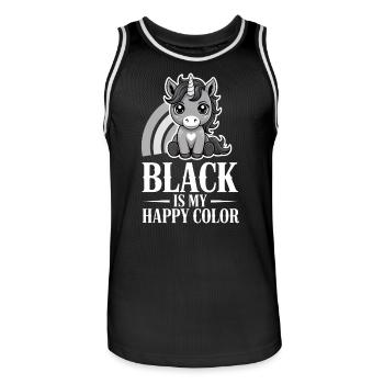 Unicorn Joy: Schwarz ist meine fröhliche Farbe - Männer Basketball-Trikot - Schwarz/Weiß - Vorne - AI Model Male 185 dark (185cm)