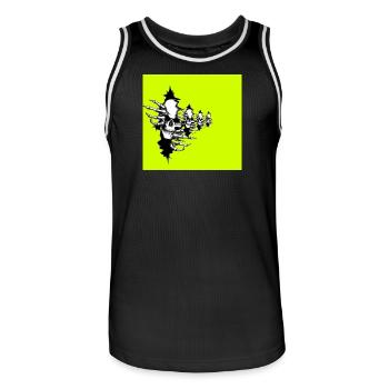Collier squelette jaune fluo - Maillot de basket Homme - noir/blanc - Devant - AI Model Male 185 dark (185cm)