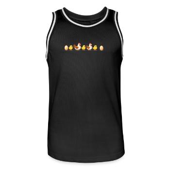 Evolution oeuf poussin poule darwin - Maillot de basket Homme - noir/blanc - Devant - AI Model Male 185 dark (185cm)