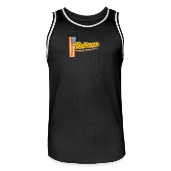 Design rétro du drapeau vintage de Baltimore - Maillot de basket Homme - noir/blanc - Devant - AI Model Male 185 dark (185cm)