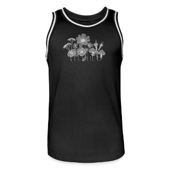 Silhouette des Fleurs Contours floraux - Maillot de basket Homme - noir/blanc - Devant - AI Model Male 185 dark (185cm)