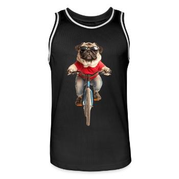 Mops - Männer Basketball-Trikot - Schwarz/Weiß - Vorne - AI Model Male 185 dark (185cm)