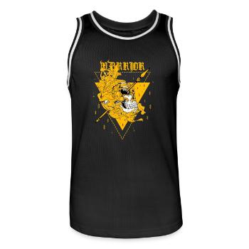 The warrior - Men's Basketball Jersey - black/white - Front - AI Model Male 185 dark (185cm)