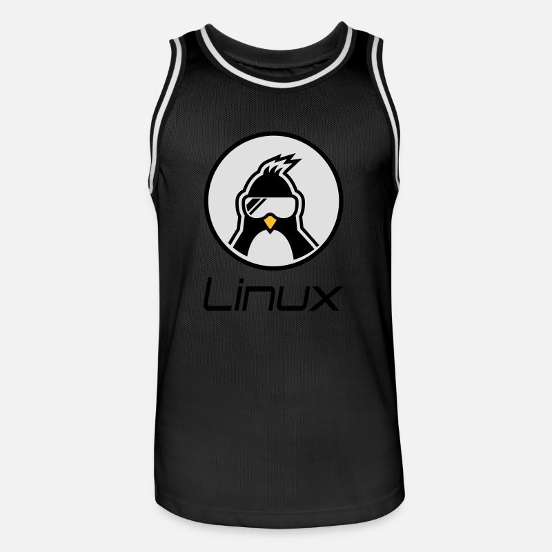 linux - Maglia da basket per uomo - nero/bianco