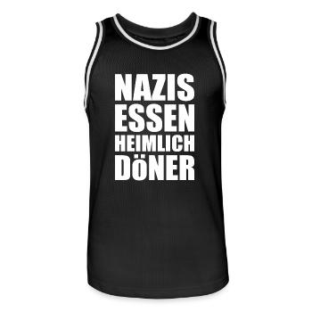 nazis essen heimlich döner - Männer Basketball-Trikot - Schwarz/Weiß - Vorne - AI Model Male 185 dark (185cm)