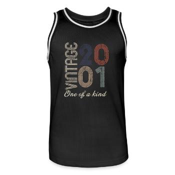23rd Birthday 2001 - Vintage Retro Gift Idea - Men's Basketball Jersey - black/white - Front - AI Model Male 185 dark (185cm)