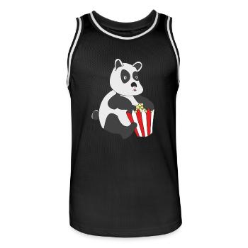 Panda avec pop-corn - Maillot de basket Homme - noir/blanc - Devant - AI Model Male 185 dark (185cm)