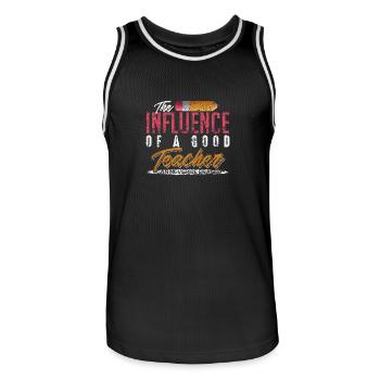 The Influence of Good Teacher can never be erased - Men's Basketball Jersey - black/white - Front - AI Model Male 185 dark (185cm)