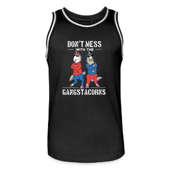 gangster rappeur licorne drôle de cadeau de Noël - Maillot de basket Homme - noir/blanc - Devant - AI Model Male 185 dark (185cm)