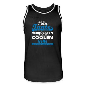GESCHENK GEBURTSTAG STOLZE TANTE VON Neffe - Männer Basketball-Trikot - Schwarz/Weiß - Vorne - AI Model Male 185 dark (185cm)