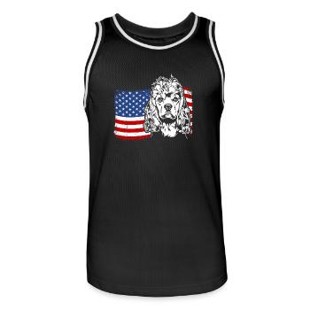 Cocker Américain Épagneul Drapeau de l’Amérique des États-Unis Wilsigns - Maillot de basket Homme - noir/blanc - Devant - AI Model Male 185 dark (185cm)