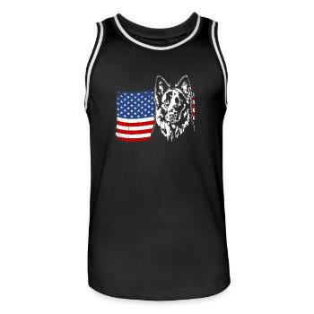 Berger Allemand US Amérique Drapeau Wilsigns - Maillot de basket Homme - noir/blanc - Devant - AI Model Male 185 dark (185cm)