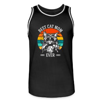 Meilleur Chat Maman Maine Coon rétro Katze Wilsigns - Maillot de basket Homme - noir/blanc - Devant - AI Model Male 185 dark (185cm)