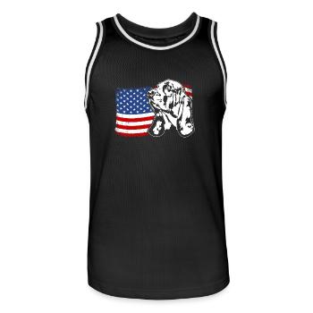 Basset Hound US Amerika Fahne Hunde Wilsigns - Männer Basketball-Trikot - Schwarz/Weiß - Vorne - AI Model Male 185 dark (185cm)