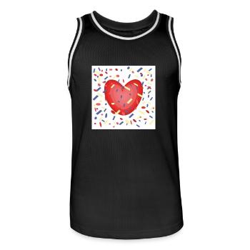 Herz und noch mal Herz mit viel Konfetti. - Männer Basketball-Trikot - Schwarz/Weiß - Vorne - AI Model Male 185 dark (185cm)