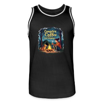 Le café au feu de camp est ma langue d’amour - Camping Dog - Maillot de basket Homme - noir/blanc - Devant - AI Model Male 185 dark (185cm)