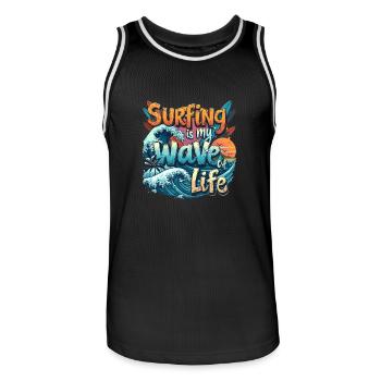 Surfing is My Wave of Life – Surfer & Ozean - Männer Basketball-Trikot - Schwarz/Weiß - Vorne - AI Model Male 185 dark (185cm)