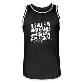 C’est amusant jusqu’à ce que le signal GPS soit perdu – Geocaching - Maillot de basket Homme - noir/blanc - Devant - AI Model Male 185 dark (185cm)