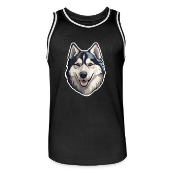 Husky sibérien - Maillot de basket Homme - noir/blanc - Devant - AI Model Male 185 dark (185cm)