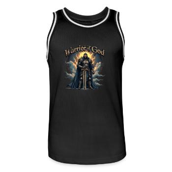 WARRIOR OF GOD - Black Knight - Men's Basketball Jersey - black/white - Front - AI Model Male 185 dark (185cm)