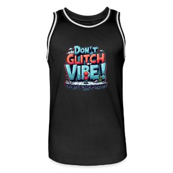 Don’t Glitch my Vibe - Graffiti de jeux rétro - Maillot de basket Homme - noir/blanc - Devant - AI Model Male 185 dark (185cm)