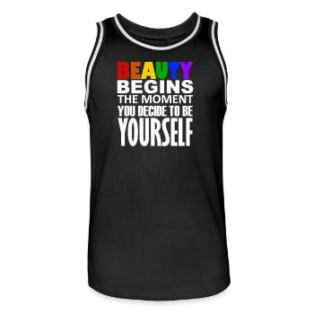 LGBTQIA+ - Männer Basketball-Trikot - Schwarz/Weiß - Vorne - AI Model Male 185 dark (185cm)