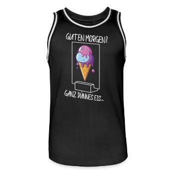 Guten Morgen ganz dünnes Eis Wortwitz Humor - Männer Basketball-Trikot - Schwarz/Weiß - Vorne - AI Model Male 185 dark (185cm)
