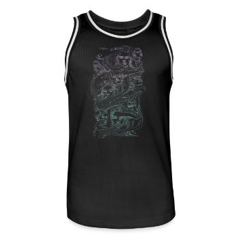 Âmes Liquides : Fusions Éthérées - Maillot de basket Homme - noir/blanc - Devant - AI Model Male 185 dark (185cm)