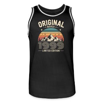 Vintage Né(e) en mars 1999 Original depuis 27 ans - Maillot de basket Homme - noir/blanc - Devant - AI Model Male 185 dark (185cm)