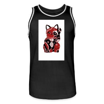 Chat chinois - Maillot de basket Homme - noir/blanc - Devant - AI Model Male 185 dark (185cm)