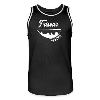 Friseur Rente Rentner Frisör Ruhestand Coiffeur - Männer Basketball-Trikot - Schwarz/Weiß - Vorne - AI Model Male 185 dark (185cm)