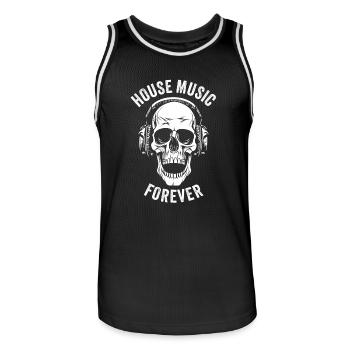 HOUSE MUSIC FOREVER - Männer Basketball-Trikot - Schwarz/Weiß - Vorne - AI Model Male 185 dark (185cm)