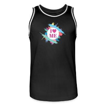 I Love Me Selbstvertrauen Ich Liebe Mich Herz - Männer Basketball-Trikot - Schwarz/Weiß - Vorne - AI Model Male 185 dark (185cm)