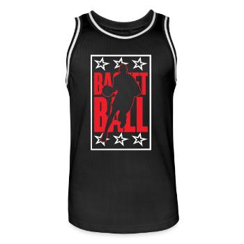 Basketball Basketball Player - Men's Basketball Jersey - black/white - Front - AI Model Male 185 dark (185cm)