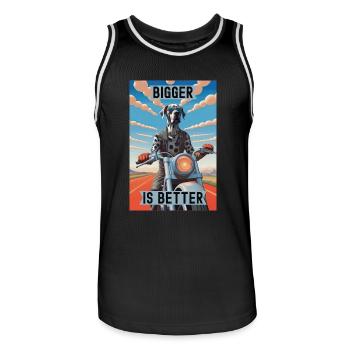 Plus c’est gros, mieux c’est : le grand danois à moto - Maillot de basket Homme - noir/blanc - Devant - AI Model Male 185 dark (185cm)