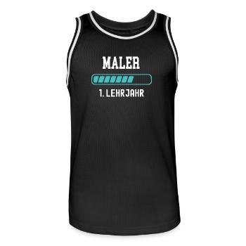 Maler Ausbildung 1 Lehrjahr 1. Ausbildungsjahr - Männer Basketball-Trikot - Schwarz/Weiß - Vorne - AI Model Male 185 dark (185cm)