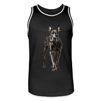 Deutsche Dogge - Männer Basketball-Trikot - Schwarz/Weiß - Vorne - AI Model Male 185 dark (185cm)