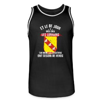 Au 8eme jour, Dieu créa les lorrains - Maillot de basket Homme - noir/blanc - Devant - AI Model Male 185 dark (185cm)