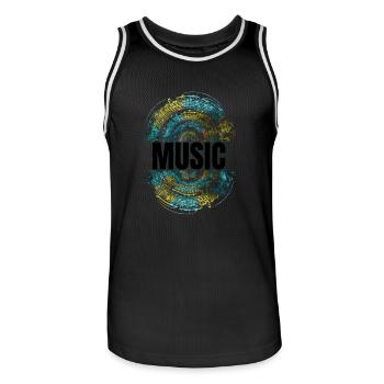 Music - Männer Basketball-Trikot - Schwarz/Weiß - Vorne - AI Model Male 185 dark (185cm)